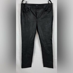 Jones New York Pants Black Leather High Rise Straight Leg Size 14